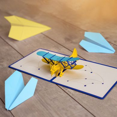 Объемная поздравительная открытка 3Д «Самолет»