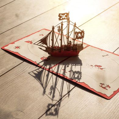 Об'ємна 3Д листівка на день нарождення «Піратський корабель»