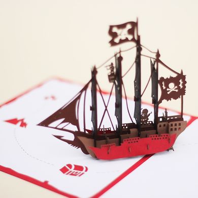 Объемная 3Д открытка на день рождения «Пиратский корабль»