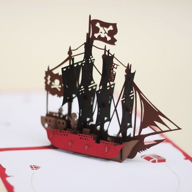 Объемная 3Д открытка на день рождения «Пиратский корабль»