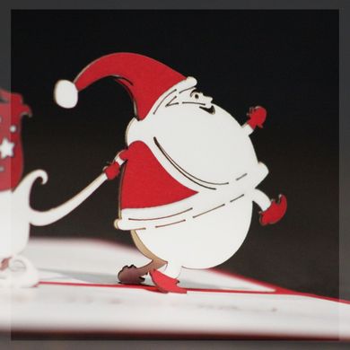 Объемная новогодняя открытка «Веселый Санта» 3Д