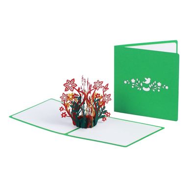3Д открытка «Красные цветы»
