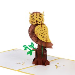 Об'ємна 3Д Листівка «Мудра сова на дереві»