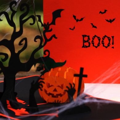 Об'ємна 3Д листівка з гарбузом на «Halloween»