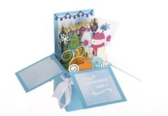 Об'ємна  3Д новорічна листівка коробочка «Сніговик»