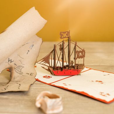 Об'ємна 3Д листівка з кораблем «Піратський»