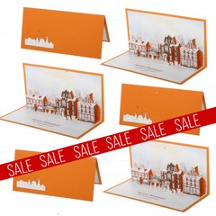 Набір з 3 новорічних 3Д листівок «Зимове місто ретро »
