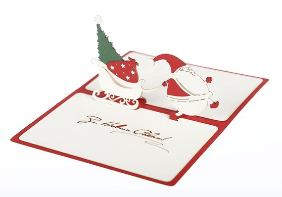 Объемная новогодняя открытка «Веселый Санта» 3Д