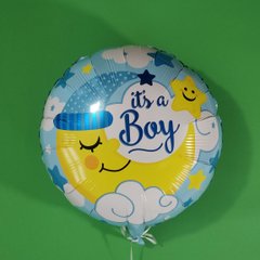 круглый фольгированный шарик "Its a boy" с месяцем
