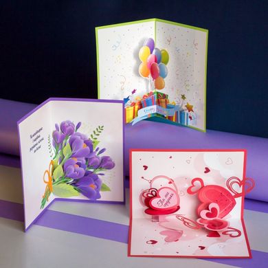 Набор 3Д открыток на День влюбленных, День рождения, 8 марта