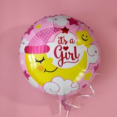 Кругла фольгована кулька  "Its a girl" з місяцем