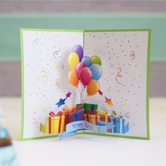 3Д листівка «Подарунки і кульки»