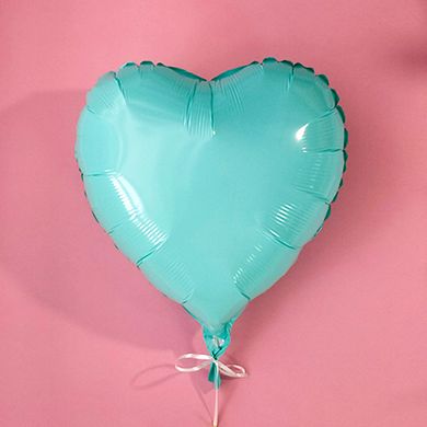 Фольгована кулька в формі серця бірюзового кольору