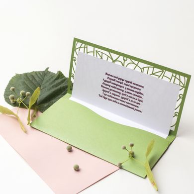 Листівка-конверт для грошей на День народження, ажурний, перламутровий зелений