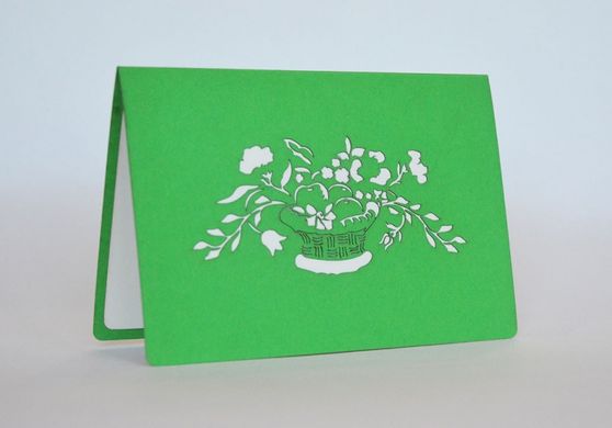 3Д открытка «Корзина с цветами»
