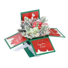 Об'ємна новорічна листівка-коробочка «Хвоя»
